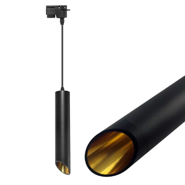 Lampa szynowa wisząca 1-fazowa 30cm czarno-złota